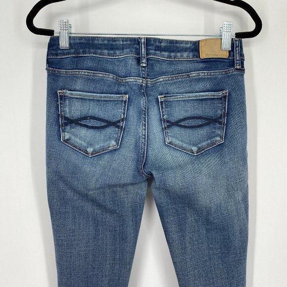 Abercrombie & Fitch Super Skinny Jeans Womens Size 0 Low Rise Stretch Denim Blue - Picture 7 of 12